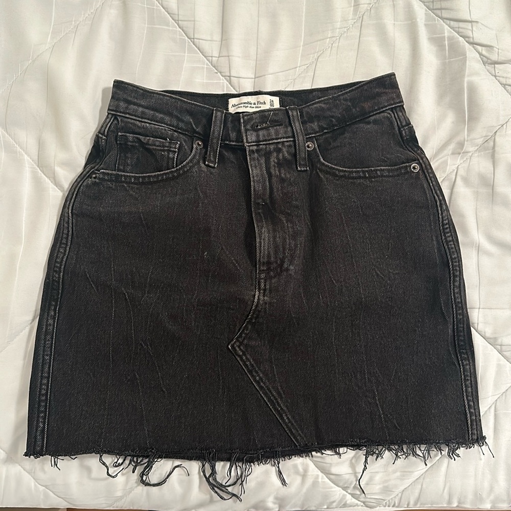 Black Denim Mini Skirt